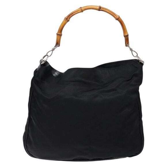 GUCCI Bamboo Shoulder Bag Nylon Black Silver 001 001 - Picture 3 of 13